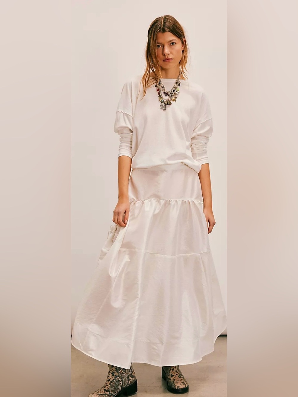 NWT  FREE PEOPLE WE THE FREE NINA LONG SLEEVE TEE IVORY LARGE